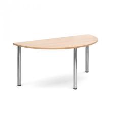 Cheap Stationery Supply of Semi circular deluxe chrome radial leg table 1600mm x 800mm - beech Office Statationery