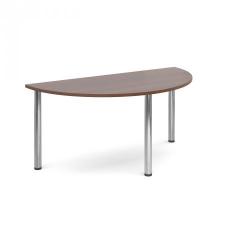 Cheap Stationery Supply of Semi circular deluxe chrome radial leg table 1600mm x 800mm - walnut Office Statationery