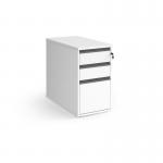 Contract 3 drawer desk high pedestal 800mm deep with graphite finger pull handles - white