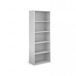 Contract bookcase 2030mm high with 4 shelves - white