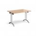 Rectangular folding leg table with chrome legs and curved foot rails 1200mm x 800mm - beech CFL1200-C-B