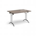 Rectangular folding leg table with chrome legs and curved foot rails 1200mm x 800mm - Barcelona Walnut CFL1200-C-BW