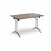 Rectangular folding leg table with chrome legs and curved foot rails 1200mm x 800mm - Barcelona Walnut CFL1200-C-BW