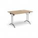Rectangular folding leg table with chrome legs and curved foot rails 1200mm x 800mm - Kendal Oak CFL1200-C-KO