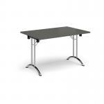 Rectangular folding leg table with chrome legs and curved foot rails 1200mm x 800mm - Onyx Grey CFL1200-C-OG