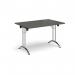Rectangular folding leg table with chrome legs and curved foot rails 1200mm x 800mm - Onyx Grey CFL1200-C-OG