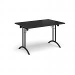 Rectangular folding leg table with black legs and curved foot rails 1200mm x 800mm - Black CFL1200-K-BK