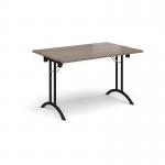 Rectangular folding leg table with black legs and curved foot rails 1200mm x 800mm - Barcelona Walnut CFL1200-K-BW