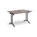 Rectangular folding leg table with black legs and curved foot rails 1200mm x 800mm - Barcelona Walnut CFL1200-K-BW