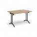 Rectangular folding leg table with black legs and curved foot rails 1200mm x 800mm - Kendal Oak CFL1200-K-KO