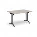 Rectangular folding leg table with black legs and curved foot rails 1200mm x 800mm - Light Grey CFL1200-K-LG