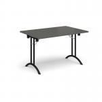 Rectangular folding leg table with black legs and curved foot rails 1200mm x 800mm - Onyx Grey CFL1200-K-OG