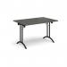 Rectangular folding leg table with black legs and curved foot rails 1200mm x 800mm - Onyx Grey CFL1200-K-OG