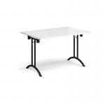 Rectangular folding leg table with black legs and curved foot rails 1200mm x 800mm - white CFL1200-K-WH