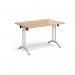 Rectangular folding leg table with silver legs and curved foot rails 1200mm x 800mm - beech CFL1200-S-B