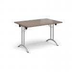 Rectangular folding leg table with silver legs and curved foot rails 1200mm x 800mm - Barcelona Walnut CFL1200-S-BW