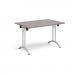 Rectangular folding leg table with silver legs and curved foot rails 1200mm x 800mm - grey oak CFL1200-S-GO