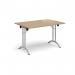 Rectangular folding leg table with silver legs and curved foot rails 1200mm x 800mm - Kendal Oak CFL1200-S-KO