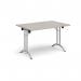 Rectangular folding leg table with silver legs and curved foot rails 1200mm x 800mm - Light Grey CFL1200-S-LG