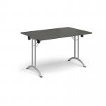 Rectangular folding leg table with silver legs and curved foot rails 1200mm x 800mm - Onyx Grey CFL1200-S-OG