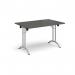 Rectangular folding leg table with silver legs and curved foot rails 1200mm x 800mm - Onyx Grey CFL1200-S-OG
