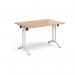 Rectangular folding leg table with white legs and curved foot rails 1200mm x 800mm - beech CFL1200-WH-B