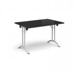 Rectangular folding leg table with white legs and curved foot rails 1200mm x 800mm - Black CFL1200-WH-BK