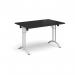 Rectangular folding leg table with white legs and curved foot rails 1200mm x 800mm - Black CFL1200-WH-BK