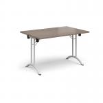 Rectangular folding leg table with white legs and curved foot rails 1200mm x 800mm - Barcelona Walnut CFL1200-WH-BW