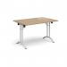 Rectangular folding leg table with white legs and curved foot rails 1200mm x 800mm - Kendal Oak CFL1200-WH-KO