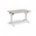 Rectangular folding leg table with white legs and curved foot rails 1200mm x 800mm - Light Grey CFL1200-WH-LG