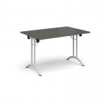 Rectangular folding leg table with white legs and curved foot rails 1200mm x 800mm - Onyx Grey CFL1200-WH-OG