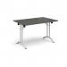Rectangular folding leg table with white legs and curved foot rails 1200mm x 800mm - Onyx Grey CFL1200-WH-OG