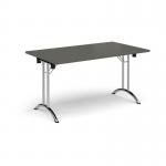 Rectangular folding leg table with chrome legs and curved foot rails 1400mm x 800mm -Onyx Grey CFL1400-C-OG