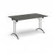 Rectangular folding leg table with chrome legs and curved foot rails 1400mm x 800mm -Onyx Grey CFL1400-C-OG
