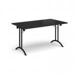 Rectangular folding leg table with black legs and curved foot rails 1400mm x 800mm - Black CFL1400-K-BK