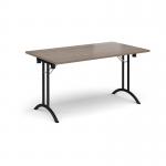 Rectangular folding leg table with black legs and curved foot rails 1400mm x 800mm -Barcelona Walnut CFL1400-K-BW