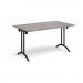 Rectangular folding leg table with black legs and curved foot rails 1400mm x 800mm - grey oak CFL1400-K-GO