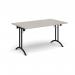 Rectangular folding leg table with black legs and curved foot rails 1400mm x 800mm - Light Grey CFL1400-K-LG