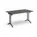 Rectangular folding leg table with black legs and curved foot rails 1400mm x 800mm - Onyx Grey CFL1400-K-OG