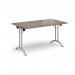 Rectangular folding leg table with silver legs and curved foot rails 1400mm x 800mm - Barcelona Walnut CFL1400-S-BW