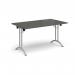 Rectangular folding leg table with silver legs and curved foot rails 1400mm x 800mm - Onyx Grey CFL1400-S-OG