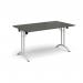 Rectangular folding leg table with white legs and curved foot rails 1400mm x 800mm - Onyx Grey CFL1400-WH-OG