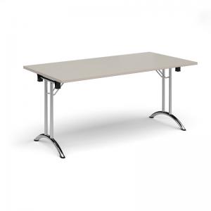 Rectangular folding leg table with chrome legs and curved foot rails