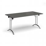 Rectangular folding leg table with chrome legs and curved foot rails 1600mm x 800mm - Onyx Grey CFL1600-C-OG