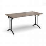 Rectangular folding leg table with black legs and curved foot rails 1600mm x 800mm - Barcelona Walnut CFL1600-K-BW