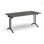 Rectangular folding leg table with black legs and curved foot rails 1600mm x 800mm - Onyx Grey CFL1600-K-OG