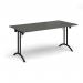 Rectangular folding leg table with black legs and curved foot rails 1600mm x 800mm - Onyx Grey CFL1600-K-OG