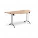 Semi circular folding leg table with chrome legs and curved foot rails 1600mm x 800mm - beech CFL1600S-C-B