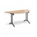 Semi circular folding leg table with black legs and curved foot rails 1600mm x 800mm - beech CFL1600S-K-B